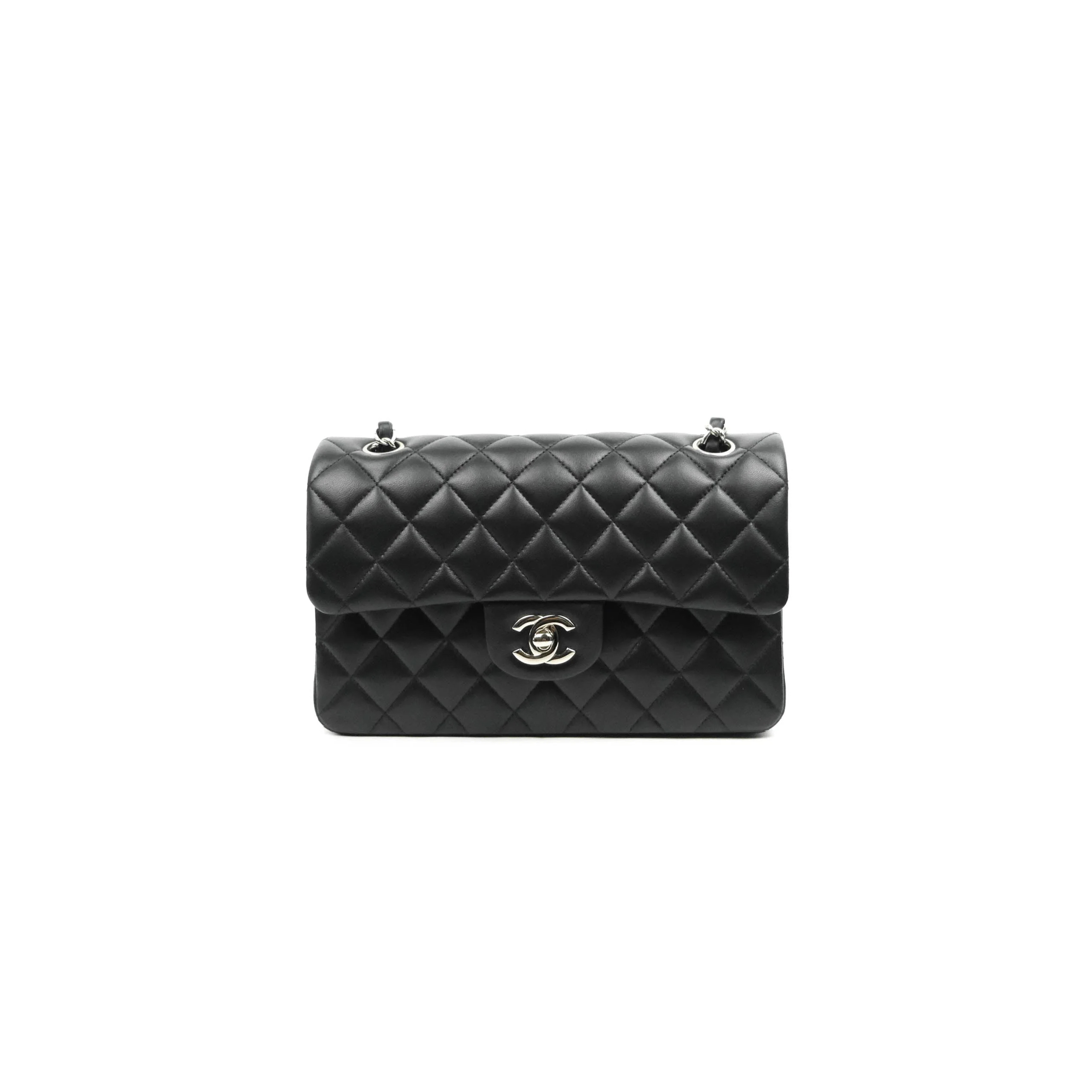 CHANEL SMALL CLASSIC FLAP BLACK LAMBSKIN (23*14*6cm)